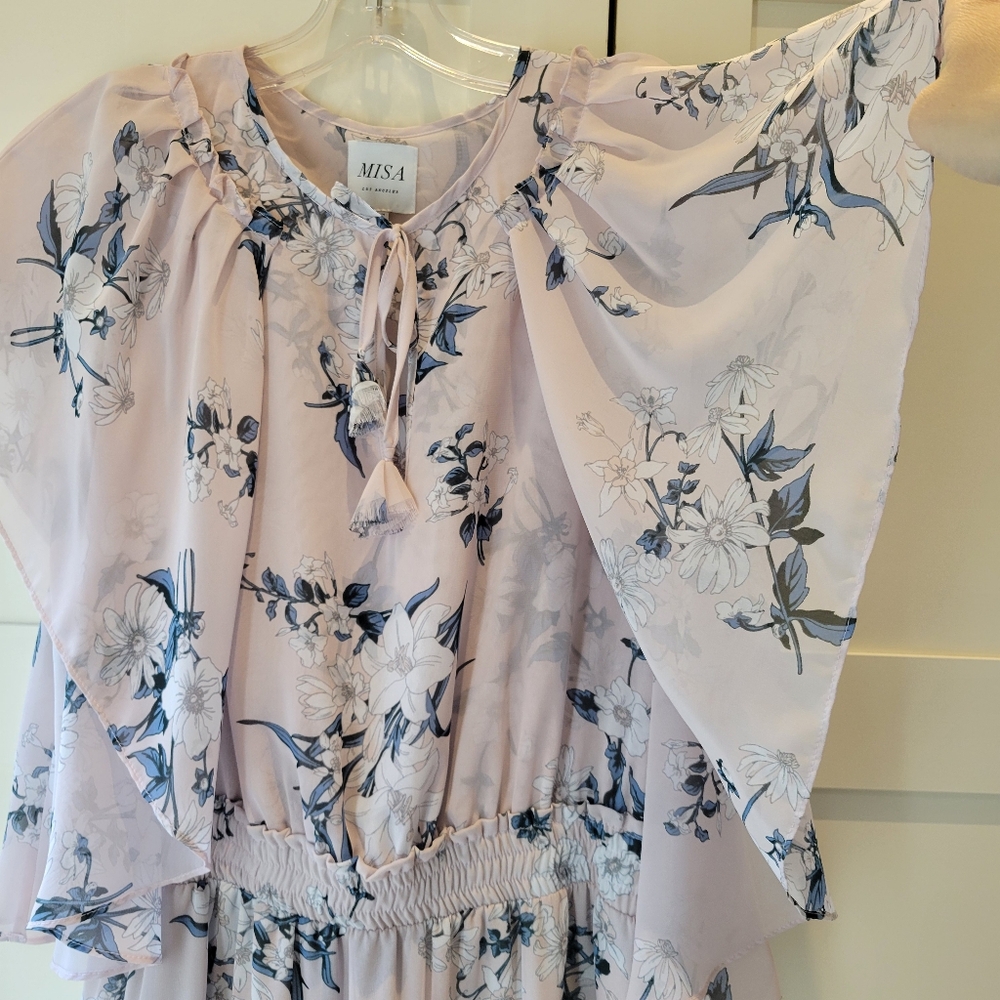 Misa Los Angeles Lulla Floral Print Midi Flutter Sleeves Dress - Picture 6 of 12